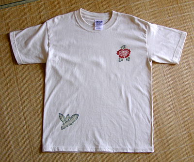 型染めTシャツ 菊と芭蕉