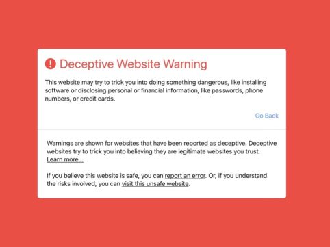 偽のサイト警告の表示