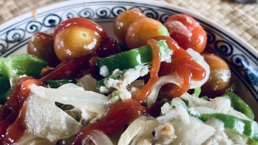 自生プチトマトの簡単食事