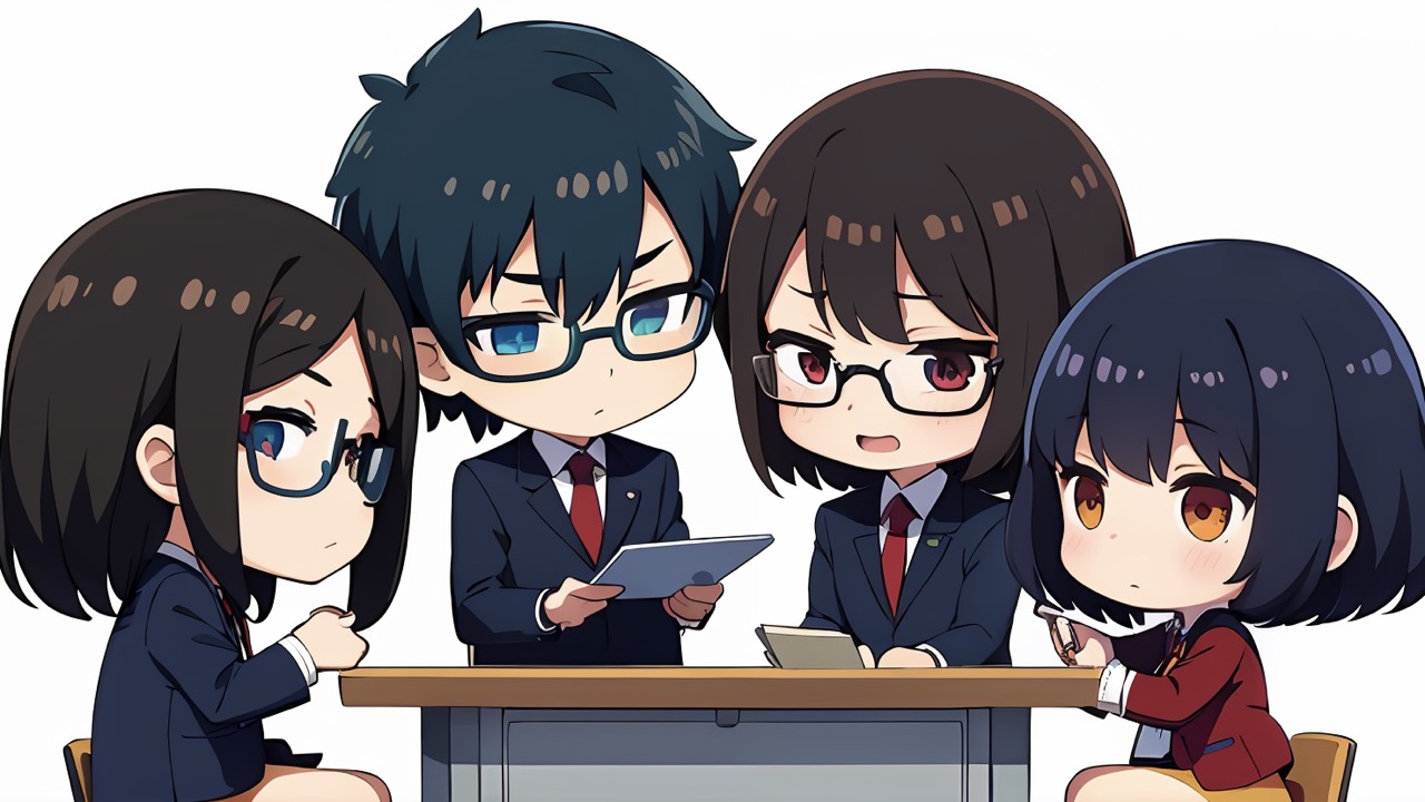 教え合う生徒たちのイメージ画像 AI生成