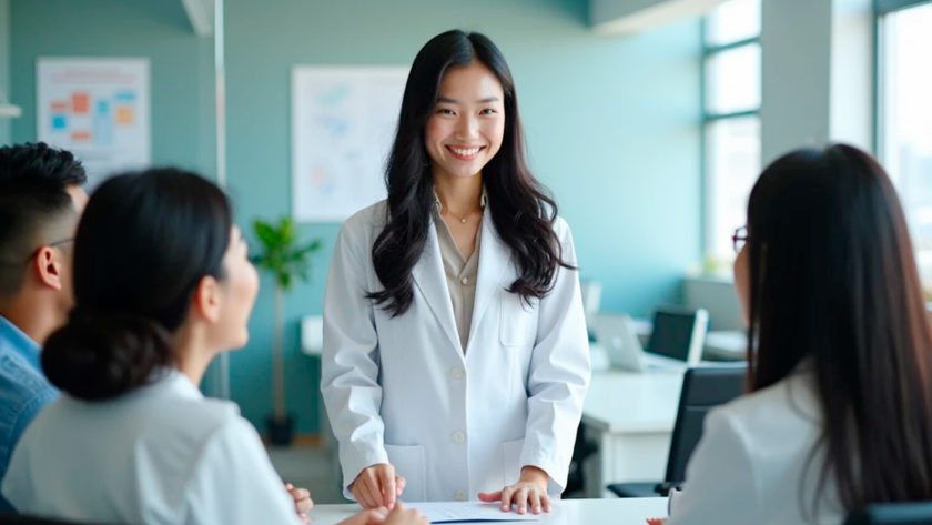 ジネス会議に参加する薬剤師のイメージ画像 AI生成