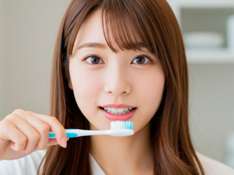 歯磨きをする女性のイメージ画像 AI生成
