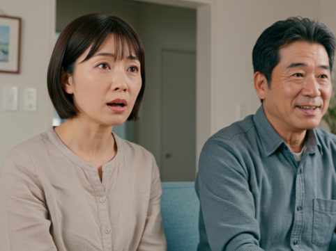 テレビ番組を見る男女 AI生成