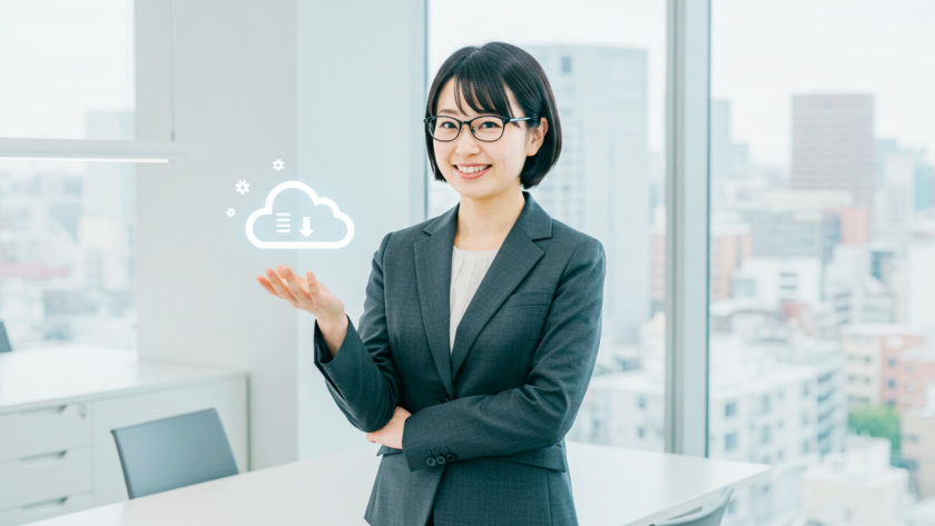 クラウドに電子ファイルを保存するイメージ画像 AI生成