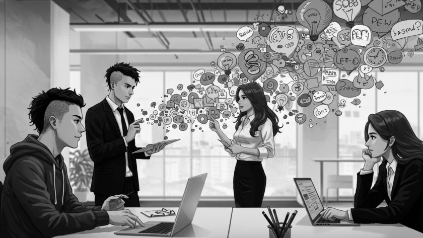 思考を言語化するイメージ画像 AI生成