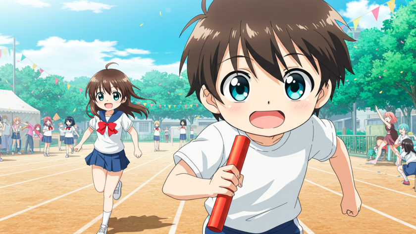 リレーで走る男の子 AI生成