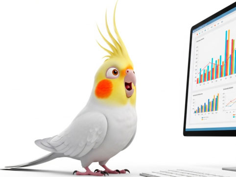 ウェブアクセス解析を見るオカメインコ AI生成