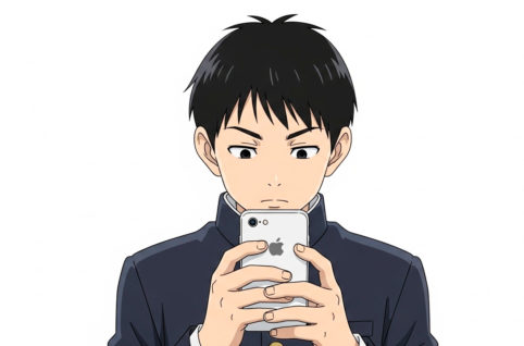 スマホでXを見る中学生男子 AI生成