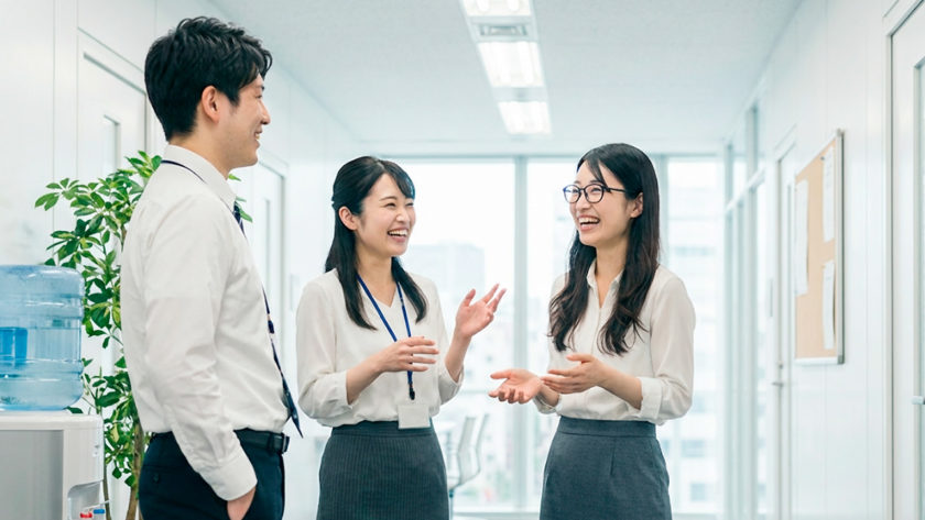 社内政治のイメージ画像 廊下の立ち話 AI生成