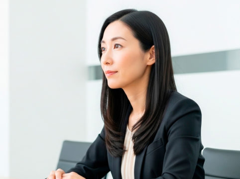 会議中に静まる女性 AI生成