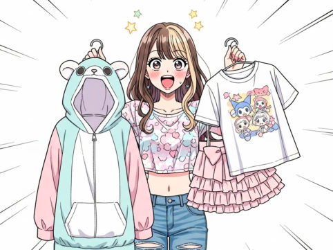 可愛い服を見つけて興奮するギャル AI生成