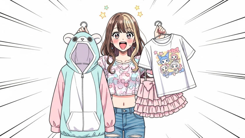 可愛い服を見つけて興奮するギャル AI生成
